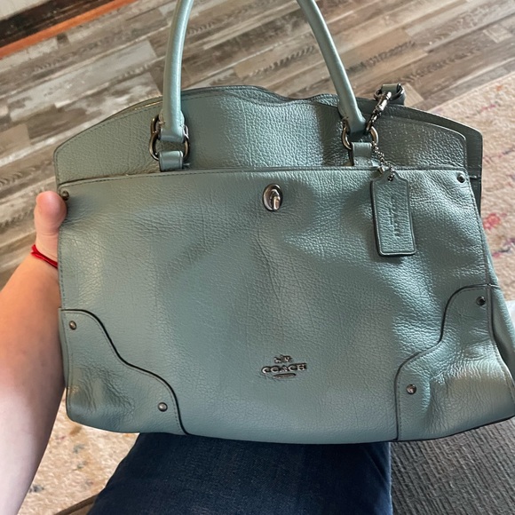 Coach Women's Teal Leather Satchel - Picture 1 of 7